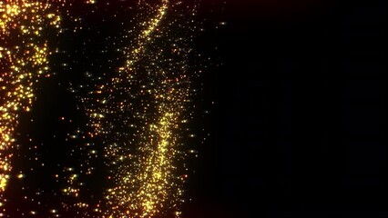 Poster - 4K Bokeh lights. Glowing particles. Floating defocused light particle. Isolated on black background. Gold color. Xmas backdrop. 2023 New Year. Motion graphics.