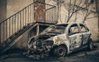 car burned in the city