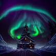 © Alasdair - A Christmas story of pine trees, decorations, falling snow, with a sprinkling of fractals and northern lights