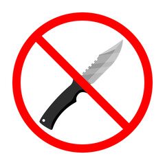 Wall Mural - Knife ban sign. Knife forbidden. Dangerous weapon. Red prohibition sign. Vector illustration