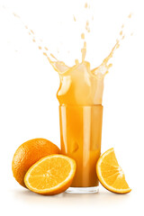 Canvas Print - Fresh and cold orange juice against white backgroundFresh and cold orange juice against white background