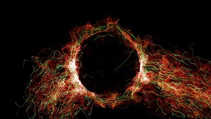 Wall Mural - Cosmic energy strings. Energy flows in the form of thin bright elements. Lines form structural fibers