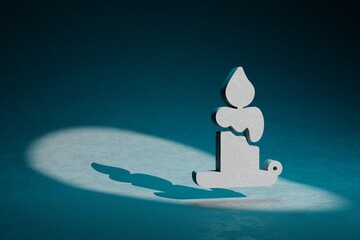 Poster - Beautiful abstract illustrations candel symbol icon on a dark blue background. 3d rendering illustration. Background pattern for design.