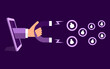 © Heena_Rajput - hand holding magnet and tries to appeal clients, customers. Customer retention concept. vector illustration.