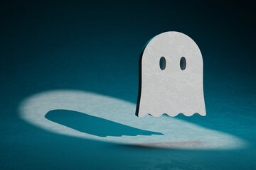 Poster - Beautiful abstract illustrations Halloween ghost symbol icon on a dark blue background. 3d rendering illustration. Background pattern for design.