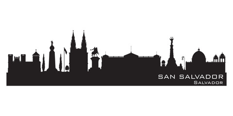 Fototapete - San Salvador city skyline vector silhouette