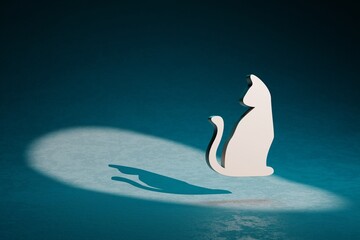 Poster - Beautiful abstract illustrations Halloween Cat symbol icon on a dark blue background. 3d rendering illustration. Background pattern for design.