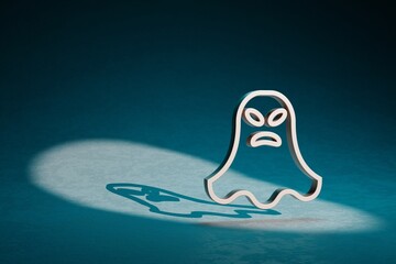 Poster - Beautiful abstract illustrations ghost evil symbol icon on a dark blue background. 3d rendering illustration. Background pattern for design.