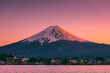 Last light on Mount Fuji and Lake Kawaguchi