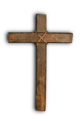 Wall Mural - Holy wooden cross on white background