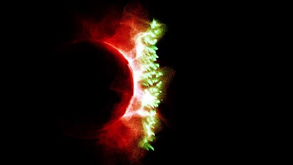 Wall Mural - Cosmic energy strings. Energy flows in the form of thin bright elements. Lines form structural fibers