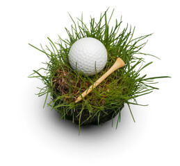 Poster - Golf Ball in grass on white background. Sport and Recreation Concept