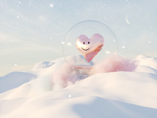 Poster - Abstract winter Christmas background with fancy crystal snow globe. 3d rendering.