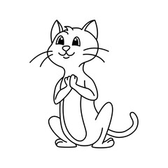 Wall Mural - Cute cat cartoon characters vector illustration. For kids coloring book.