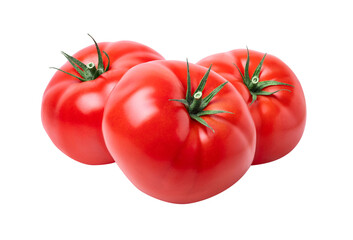 tomatoes vegetable isolated on white or transparent background. three fresh tomatoes.