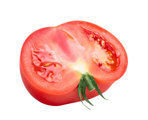 Sticker - Tomato vegetable isolated on white or transparent background. Cut half of fresh tomato. 