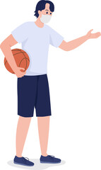 Wall Mural - Student in gym class clothes semi flat color raster character. Posing figure. Full body person on white. School sports isolated modern cartoon style illustration for graphic design and animation