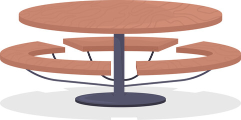 Poster - Outdoor table semi flat color raster item. Realistic object on white. Seating for lunch. Furniture for outside cafeteria isolated modern cartoon style illustration for graphic design and animation