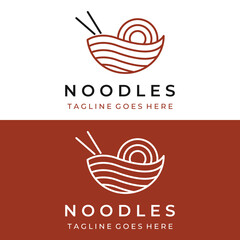 Logo design template for delicious chinese and japanese noodle soup and ramen dishes asian types of food. Logos for businesses, restaurants, cafes and shops.