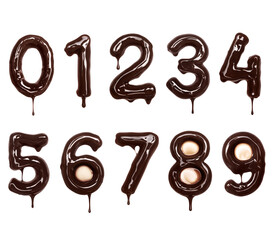 Poster - Glossy numbers with drops made of melted chocolate (part 2. numbers)