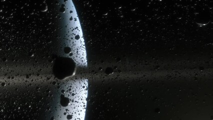 Wall Mural - cinematic animation of saturn's rings made of rocks, dust and ice. planet saturn is a huge planet of
