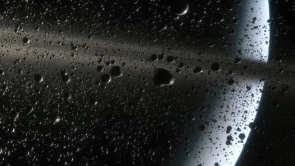 Wall Mural - cinematic animation of saturn's rings made of rocks, dust and ice. planet saturn is a huge planet of