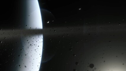 Wall Mural - cinematic animation of saturn's rings made of rocks, dust and ice. planet saturn is a huge planet of