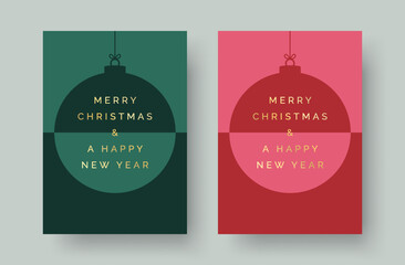 Wall Mural - merry christmas and happy new year set of greeting cards, holiday cover, invitation template. modern
