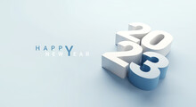 Happy New Year 2023 With 3d Numbers On Blue Background, Posters, Card, Banner, 3d Render