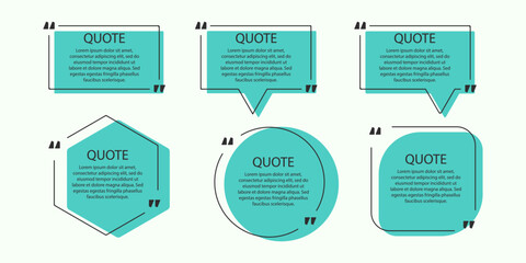 Speech bubbles with quotation marks. Set of various colorful isolated quote frames