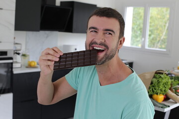 Man enjoying some delicious chocolate 