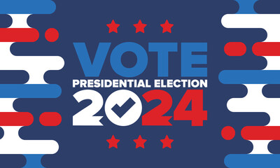 Presidential Election 2024 in United States. Vote day, November 5. US Election. Patriotic american element. Poster, card, banner and background. Vector illustration