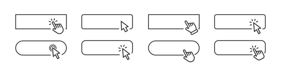 Poster - click cursor set button pointer clicking on frame. click here vector icon