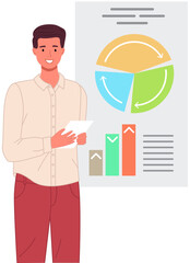 Poster - analytics information and development statistics. web analysis measure, product testing technology. 