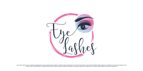 Wall Mural - Beauty eyelashes extension logo design for makeup studio with unique concept and creative element