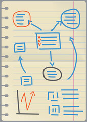 Poster - Graphical representation of data by linear segments or geometric shapes. Infographic elements various charts, figures with text for data visualization. Financial and marketing statistics block diagram