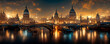 Panoramic cityscape view of London and the River Thames, England, United Kingdom.  Concept digital illustration
