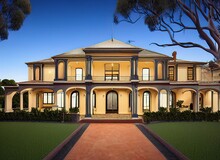 Adelaide, Australia. Fictional Mansion Home 3D Illustration Artist Rendering