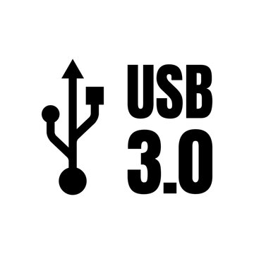 USB 3.0 Sign Icon Symbol Vector Isolated on White