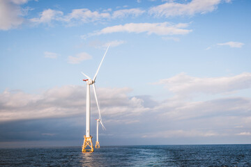 Wall Mural - alternative renewable energy wind turbines off shore near Rhode Island