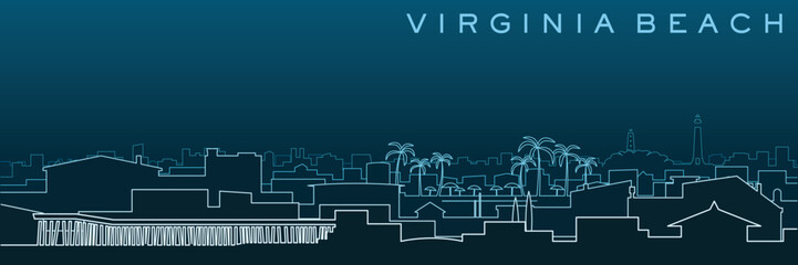 Poster - Virginia Beach Multiple Lines Skyline and Landmarks