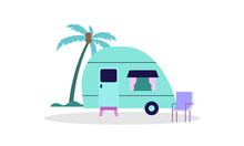 Campervan Caravan Logo Design Vector Illustration