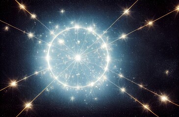 Wall Mural - illuminated planet with shooting stars in the dark sky