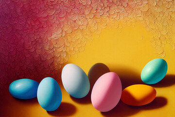 Canvas Print - Poster card or wallpaper illustration of easter eggs