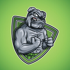 Sticker - Bulldog fitness mascot logo illustration