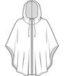 poncho hoodie flat sketch vector illustration