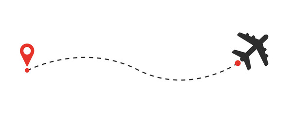 Poster - The path of the plane from the place of departure. Vector illustration