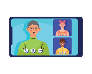 Sticker - three persons in meeting online