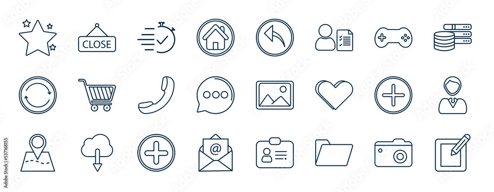Stock-Vektorgrafik „set of most common used web icons in outline style ...
