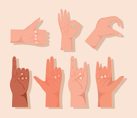 Sticker - seven hands gestures